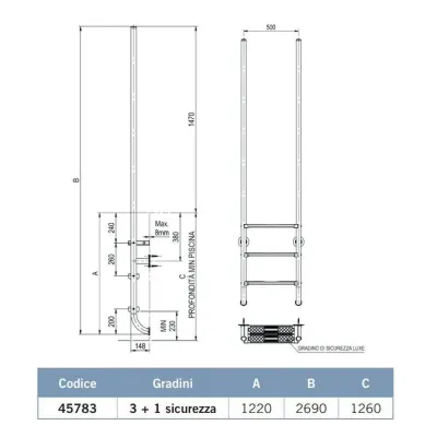 Escalera de piscina - Elegante con peldaño de seguridad adicional AstralPool - 3