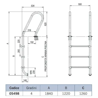 Pool ladder with handrail - Mixed model AstralPool - 2