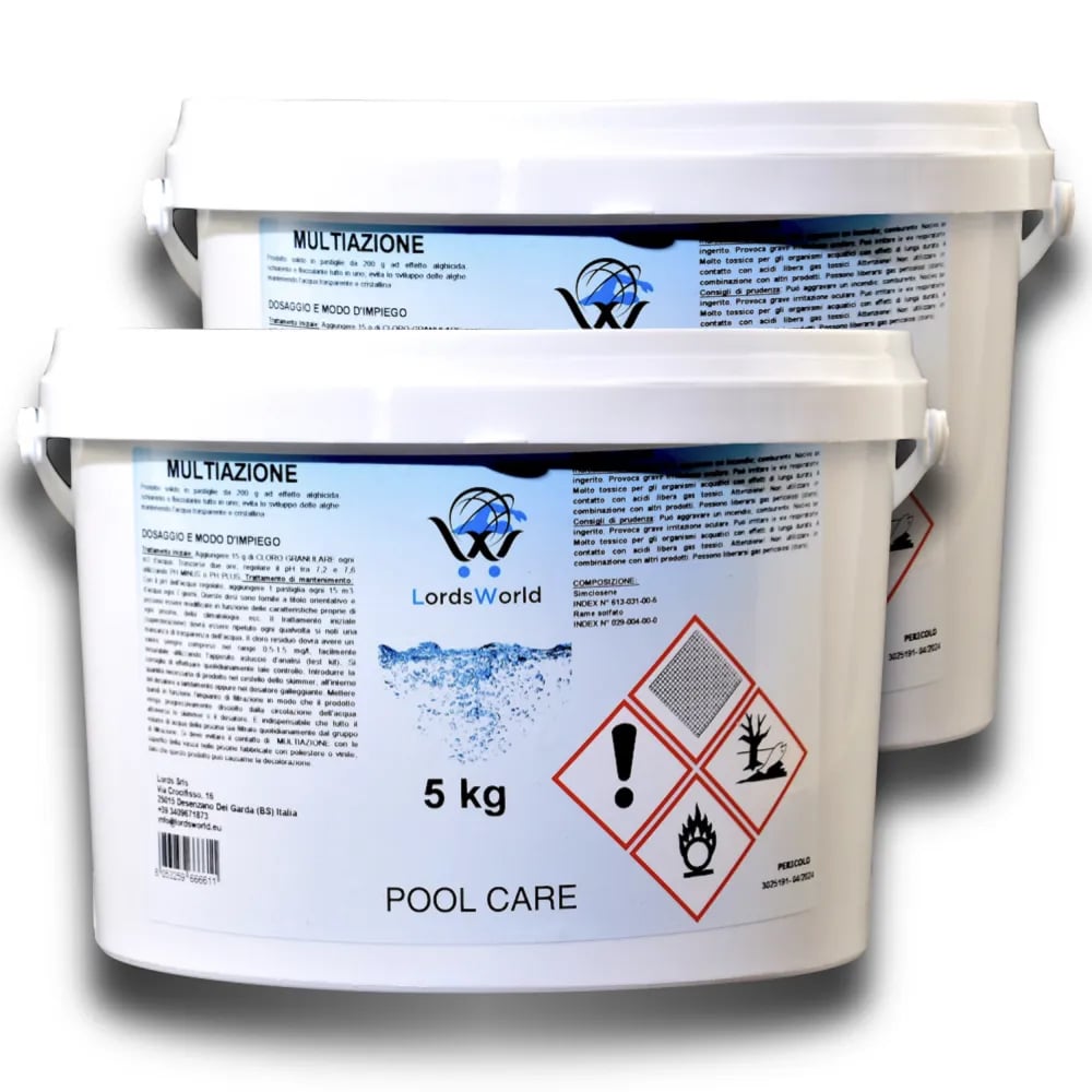 Compresse di Cloro Multi-Azione 200g - Tricloro a lenta dissoluzione LordsWorld - 9 Compresse di Cloro Multi-Azione 200g - Tricloro a lenta dissoluzione LordsWorld - 9
