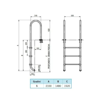 Scale per piscina con corrimano stretto AstralPool - 4