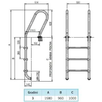 Scale per piscina con corrimano - Modello misto LUXE AstralPool - 2