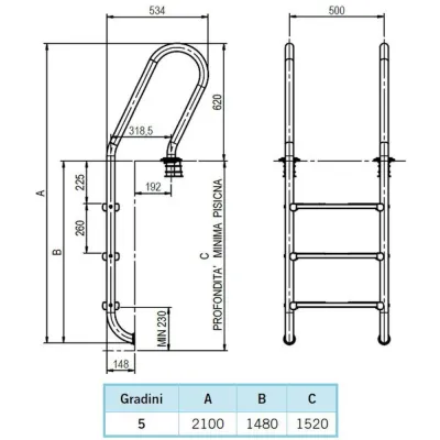 Pool ladder with handrail - Mixed LUXE model AstralPool - 3