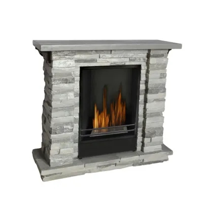 2,5 kW/h Bio-Kamin im grauen Stein-Design - TIGULLIO 00263 Gmr Trading - 2