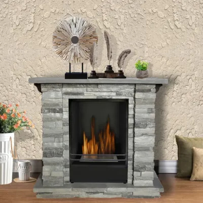 2,5 kW/h Bio-Kamin im grauen Stein-Design - TIGULLIO 00263 Gmr Trading - 4